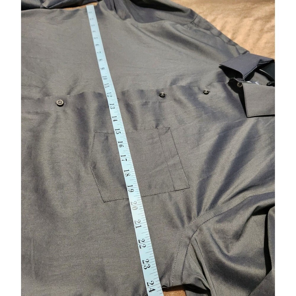 Van Heusen Dress Shirt Large 34-35 Long Sleeve Gray Regular Fit Stretch - Picture 4 of 11